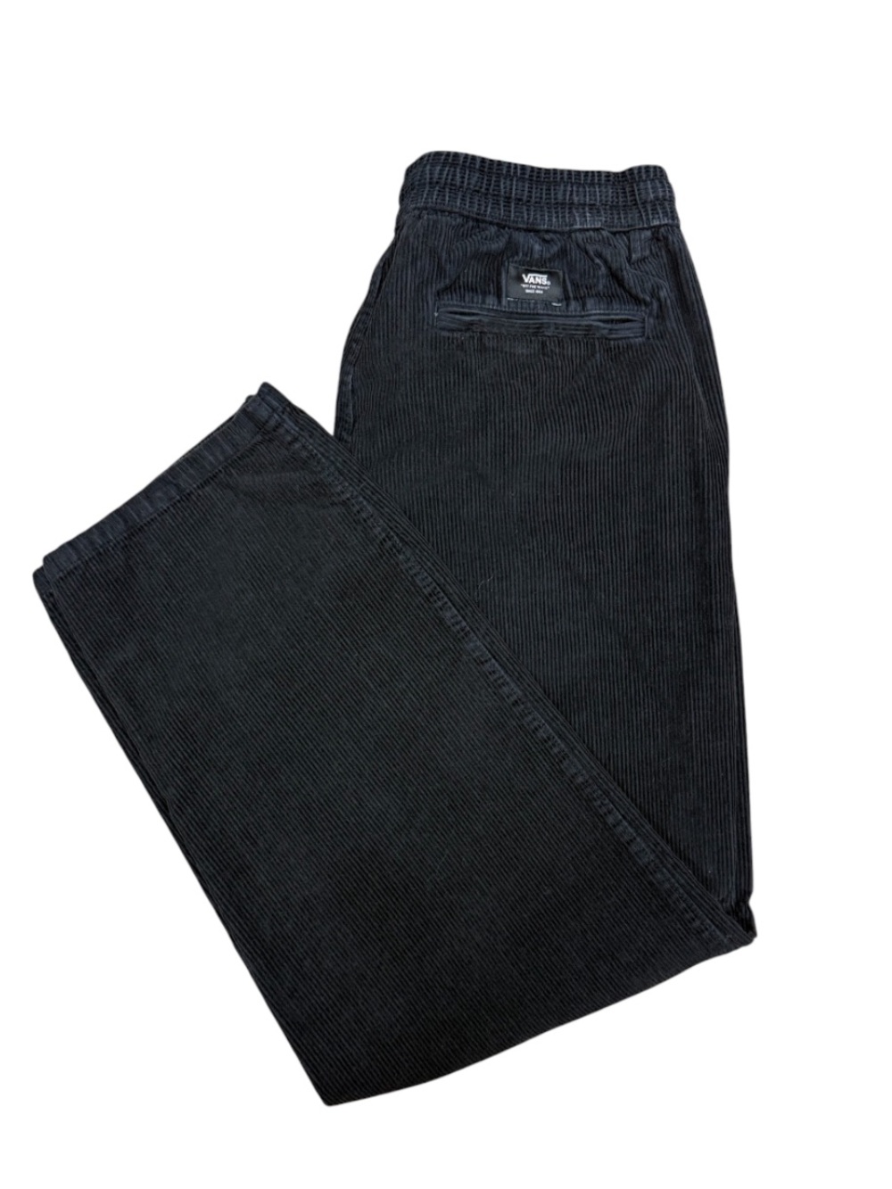 Vans Range Black Wash Corduroy Pants - Elastic Waist Unisex Small